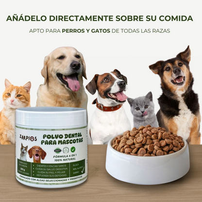 Polvo Dental Natural 4 en 1 − Perros y Gatos (200 gr)