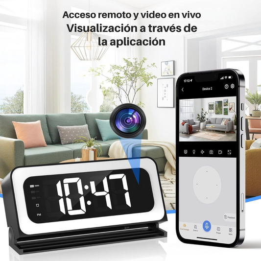 Camara Oculta con Sensor - Transmisión 4K Celular| Despertador y Alarma